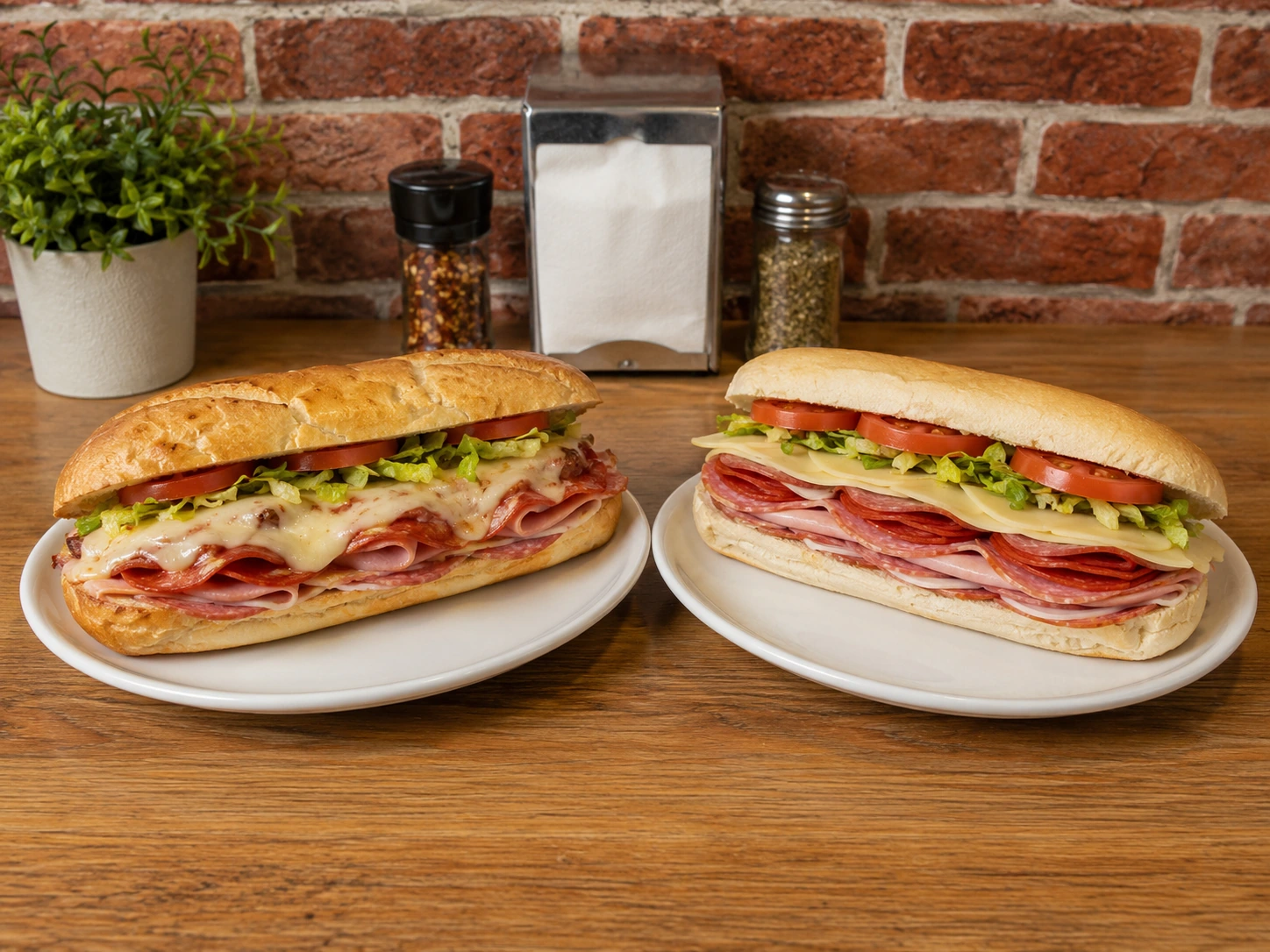 Hot versus cold Italian sandwich comparison at Wicked Pizza Pies